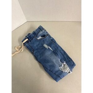 American Bazi Womens Distressed Skinny Jogger Jeans Blue Elastic Waist Large